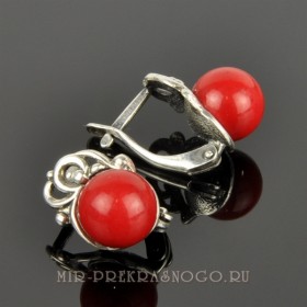 Серьги с прес. кораллом Грация сПКО - 425