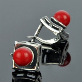 Серьги с прес. кораллом Клио сПКО-2534