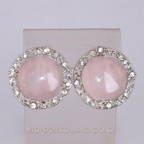 Серьги с розовым кварцем Кротея сНКР-661