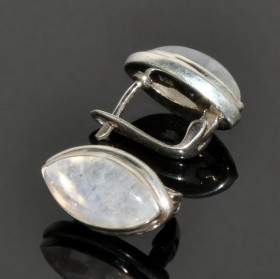 Серьги серебро с лунным камнем Ладья ссНЛК-4157