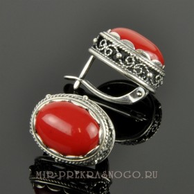Серьги с прес. кораллом Мадонна сПКО-1594