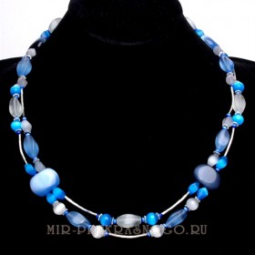 Бусы из кошачьего глаза Ледяная Мелодия аНКГ-175