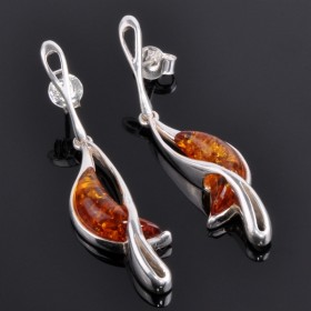 Серьги серебро с янтарем Аматис ссНЯН-9765