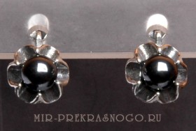 Серьги с гематитом Подснежник сНГМ-423