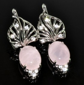 Серьги с розовым кварцем Лайма сНКР-5814