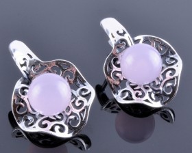 Серьги с розовым кварцем "Лаватера"
