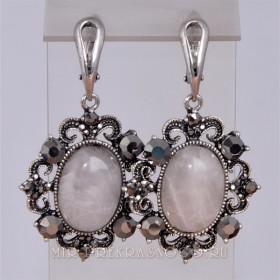 Серьги с розовым кварцем Леди Ди сНКР-659
