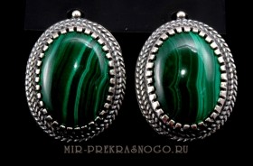 Серьги с малахитом Барышня сНМХ-191