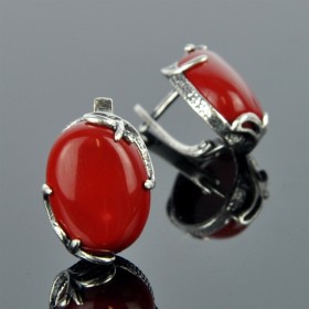 Серьги с прес. кораллом Вираж сПКО-2554