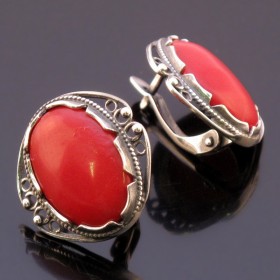 Серьги с прессованным кораллом "Алина"