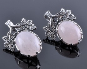 Серьги с розовым кварцем "Лоза"