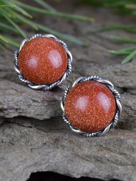 Серьги "Альтаир": Авантюрин