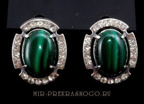 Серьги с малахитом Богема сНМХ-190