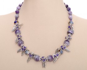 Бусы из аметиста и хрусталя Лесная Принцесса