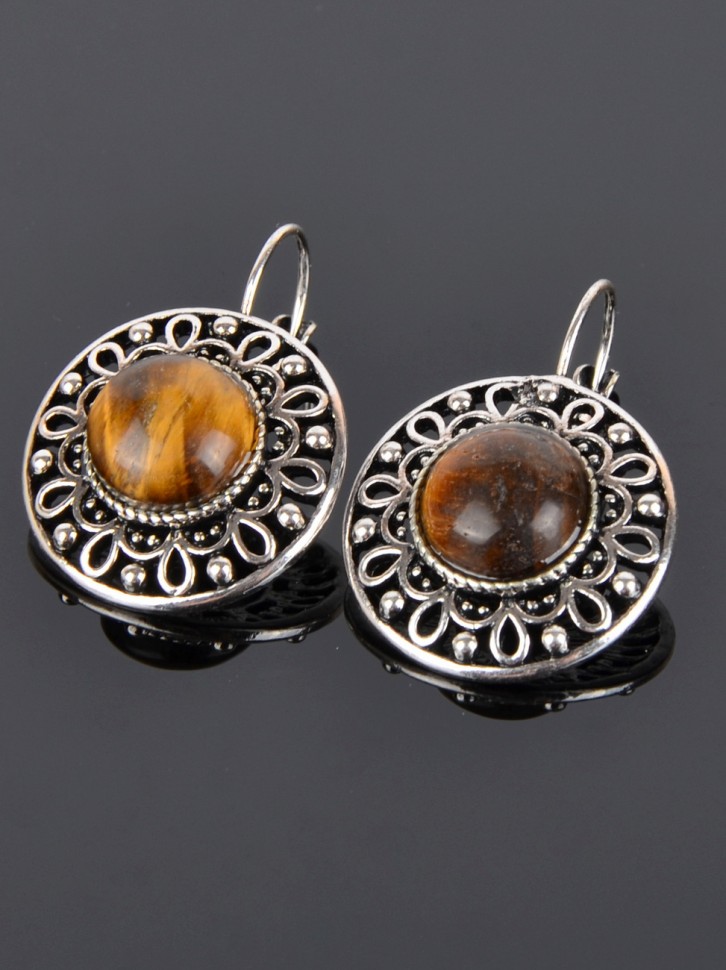 Серьги "Кембридж-Тигровый глаз"