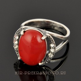 Кольцо с кораллом Половинки кПКО-1157