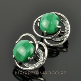 Серьги с малахитом Элегия сНМХ-1560