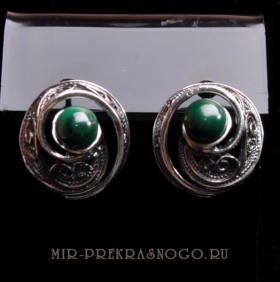 Серьги с малахитом Галактика сНМХ-548