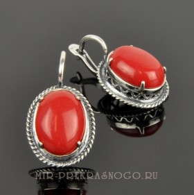Серьги с кораллом Магдалина сПКО - 1821