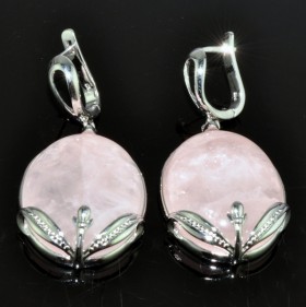 Серьги с розовым кварцем Лучиана сНКР-5821