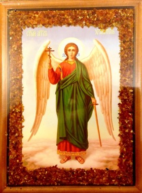Икона янтарная 23х33см Ангел Хранитель КЯН-2-215
