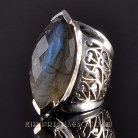 Кольцо серебро с лабрадором Фараон скНЛБ-031
