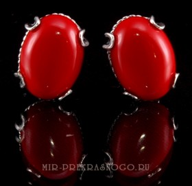 Серьги с кораллом Мисс сПКО-055