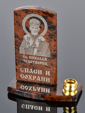 Икона с подсвечником "Николай Чудотворец" на подставке