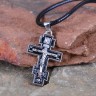 Крест с эмалью "Спаси и сохрани" со шнурком на карабине