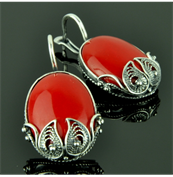 Серьги с прессованным кораллом Бригитта сПКО-4073
