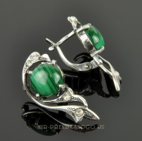 Серьги с малахитом Кассандра сНМХ-1562