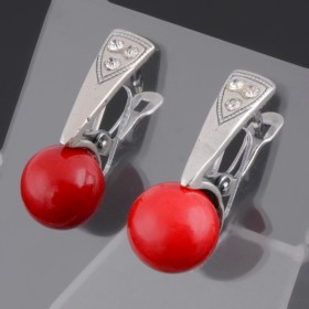 Серьги с прессованным кораллом "Бриз"