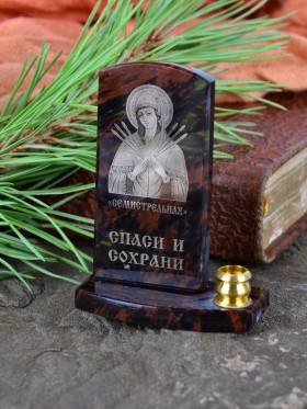 Икона с подсвечником "Семистрельная" на подставке.