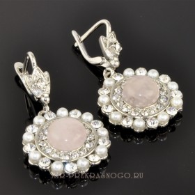 Серьги с розовым кварцем Медина сНКР-937