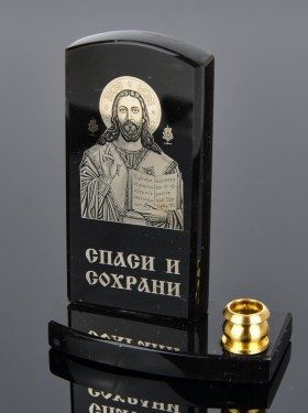 Икона с подсвечником "Спаси и Сохрани" на подставке