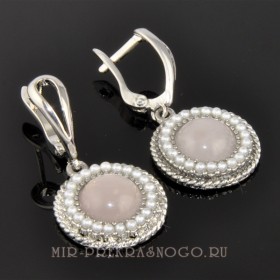 Серьги с розовым кварцем Медина сНКР-936