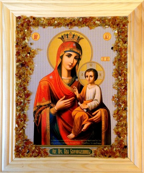 Икона янтарная Богородица Скоропослушница КЯН-2-305