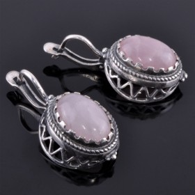 Серьги с розовым кварцем Мэдисон сНКР-9414