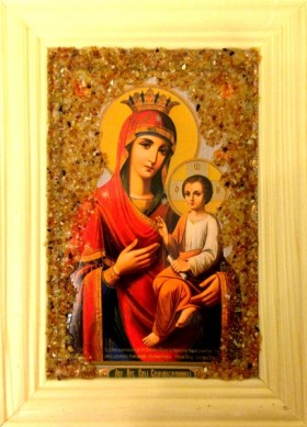 Икона янтарная Богородица Скоропослушница иян-2-713