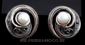 Серьги с жемчугом "Галактика"