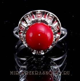 Кольцо с прес. кораллом Афродита кИКО-399