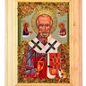 Икона с янтарем "Св.Николай Чудотворец" 10,5х14,5 см