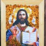 Икона с янтарем "Образ Иисуса Христа" 14,5х17,5 см