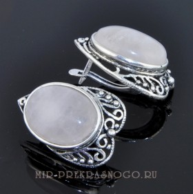 Серьги с розовым кварцем Мотылек сНКР-778
