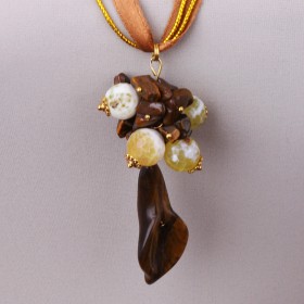 Кулон из тигрового глаза и агата "Тигрица"
