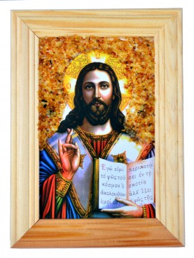 Икона с янтарем &quot;Образ Иисуса Христа&quot; 10,5х14,5 см