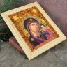 Икона с янтарем "Казанская Богородица" 14,5х17,5 см