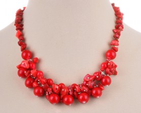Бусы из коралла и прессованного коралла "Вивьен"