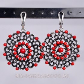 Серьги с кораллом "Русская Красавица"