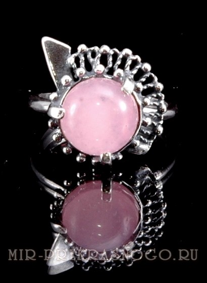 Кольцо с розовым кварцем Парус кНКР-308